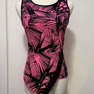 Vintage Y2K Topia Asymmetric Handkerchief Hem Neon Pink Tank Top